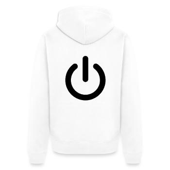 [SE] On / Off - Unisex Premium Bio Zip Hoodie - Weiß - Hinten - Thijin (182cm)