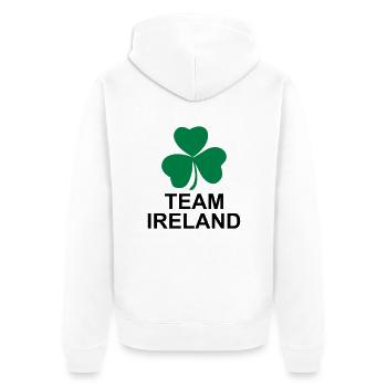 Team Ireland - Unisex Premium Bio Zip Hoodie - Weiß - Hinten - Thijin (182cm)