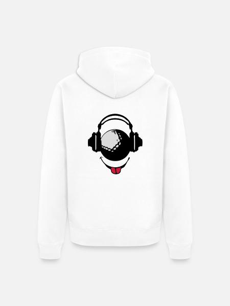 Kopfhörer Kopfhörer dj Golf smiley1 - Unisex Premium Bio Zip Hoodie - Weiß