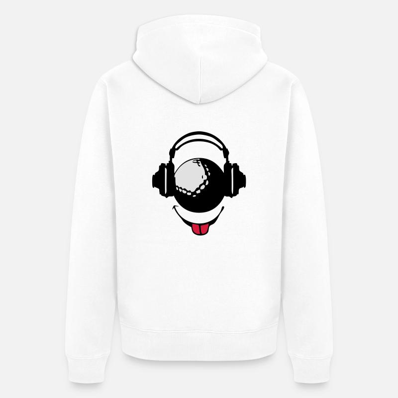 Kopfhörer Kopfhörer dj Golf smiley1 - Unisex Premium Bio Zip Hoodie - Weiß