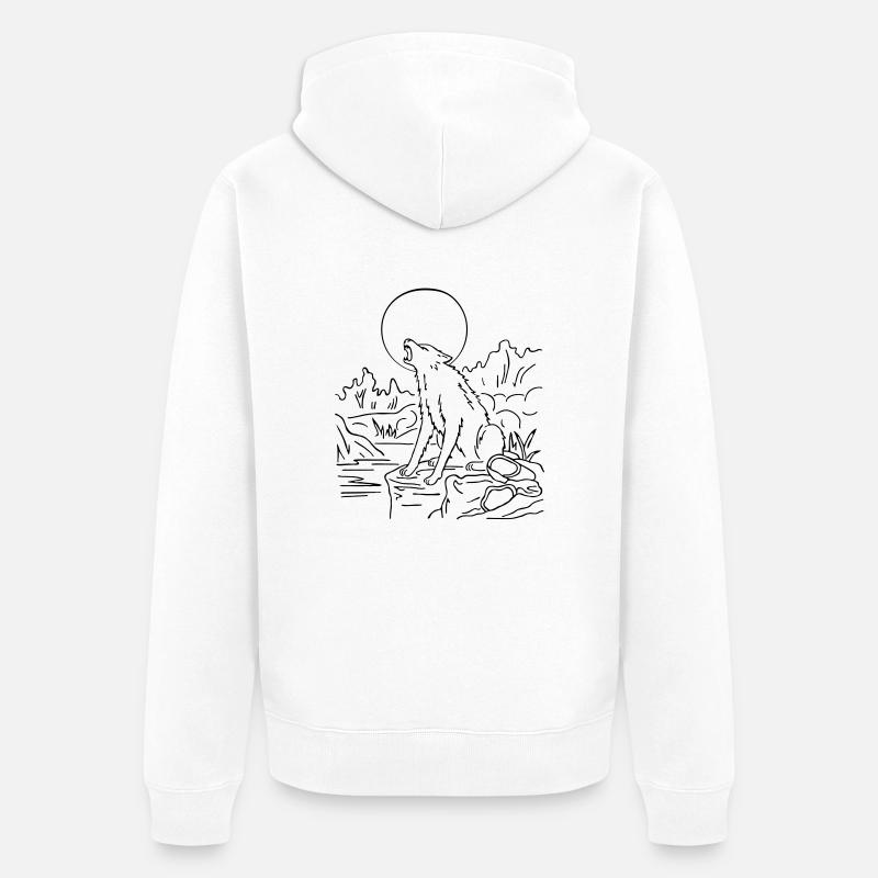 Wolf - Unisex Premium Bio Zip Hoodie - Weiß