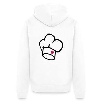 Kochmütze - Unisex Premium Bio Zip Hoodie - Weiß - Hinten - Thijin (182cm)