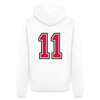 11 sports jersey football number - Unisex Premium Bio Zip Hoodie - Weiß - Hinten - Thijin (182cm)