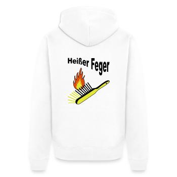 Heißer Feger - Unisex Premium Bio Zip Hoodie - Weiß - Hinten - Thijin (182cm)