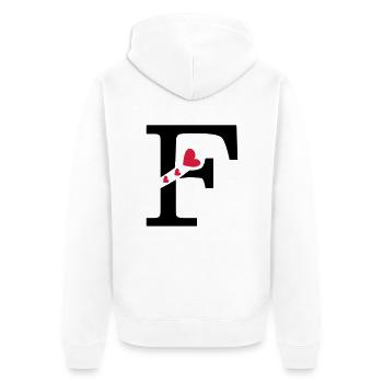 Capital lettre F avec des coeurs - Veste à capuche bio Premium Unisexe - blanc - Dos - Thijin (182cm)