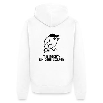 Vogel - Ich geh golfen - Unisex Premium Bio Zip Hoodie - Weiß - Hinten - Thijin (182cm)