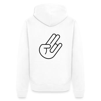 JDM Hand 2c - Unisex Premium Bio Zip Hoodie - Weiß - Hinten - Thijin (182cm)