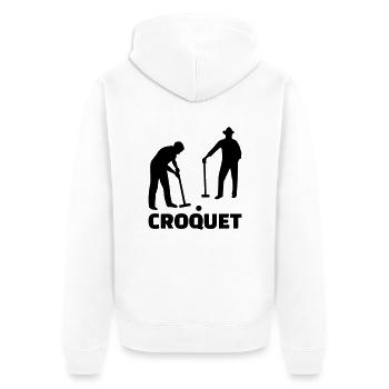 Croquet - Unisex Premium Organic Zip Hoodie - white - Back - Thijin (182cm)