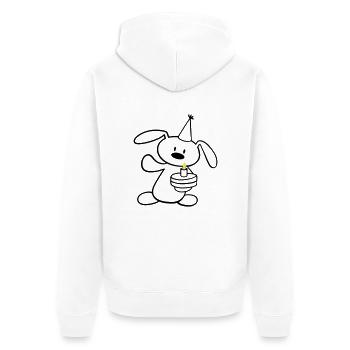 Ein niedlicher Hase feiert Geburtstag - Unisex Premium Bio Zip Hoodie - Weiß - Hinten - Thijin (182cm)