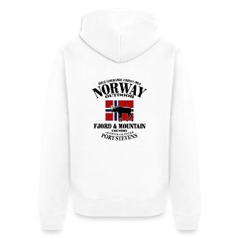 Moose - Elch - Norway Flag - Unisex Premium Bio Zip Hoodie - Weiß - Hinten - Thijin (182cm)