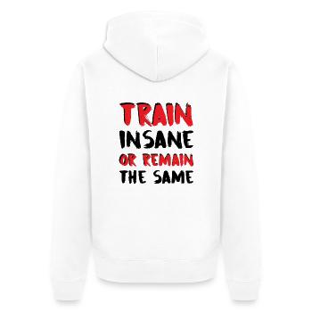 Train Insane - Unisex Premium Organic Zip Hoodie - white - Back - Thijin (182cm)