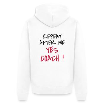 Coach / Coaching / Trainer / Sport - Unisex Premium Bio Zip Hoodie - Weiß - Hinten - Thijin (182cm)