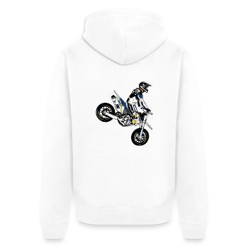 Supermoto - Unisex Premium Bio Zip Hoodie - Weiß - Hinten - Thijin (182cm)