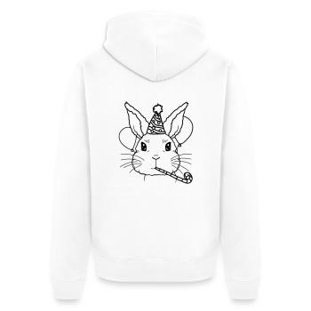 Rabbit Tröte Party Hat Birthday Child - Unisex Premium Organic Zip Hoodie - white - Back - Thijin (182cm)