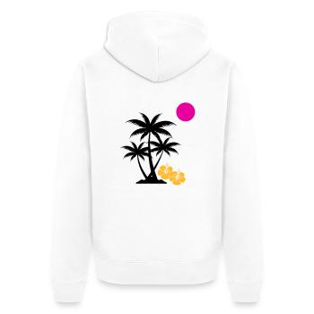 palme sunset - Unisex Premium Bio Zip Hoodie - Weiß - Hinten - Thijin (182cm)