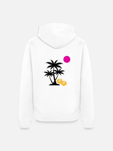 Palm Sunset - Unisex Premium Organic Zip Hoodie - white