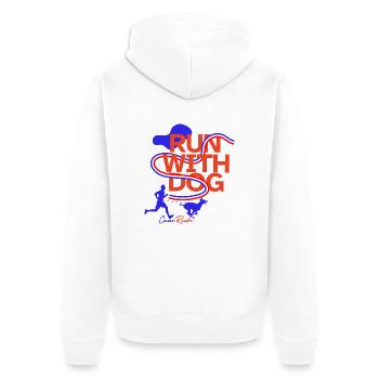 Canicross - Courir avec son chien - Veste à capuche bio Premium Unisexe - blanc - Dos - Thijin (182cm)