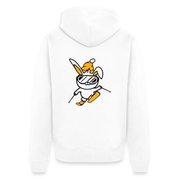 Bunny Ski Goggles Ski Bunny Skiing Ski Goggles Cap - Unisex Premium Organic Zip Hoodie - white - Back - Thijin (182cm)