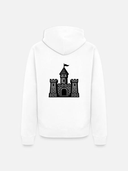 Castle Symbol Stone Wall - Unisex Premium Organic Zip Hoodie - white