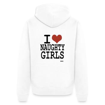 i love naughty girls by wam - Veste à capuche bio Premium Unisexe - blanc - Dos - Thijin (182cm)