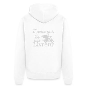 J'peux pas je suis livreur - Veste à capuche bio Premium Unisexe - blanc - Dos - Thijin (182cm)