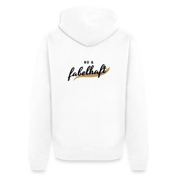 80. Geburtstag, 80 & fabelhaft - Unisex Premium Bio Zip Hoodie - Weiß - Hinten - Thijin (182cm)