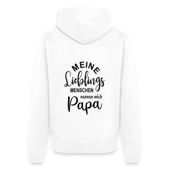 Papa Sohn Tochter Lieblingsmensch Töchter Söhne - Unisex Premium Bio Zip Hoodie - Weiß - Hinten - Thijin (182cm)