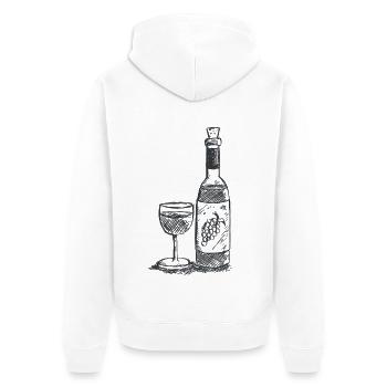 Guter Tropfen - Wein - Weinfasche - Weinglas - Unisex Premium Bio Zip Hoodie - Weiß - Hinten - Thijin (182cm)