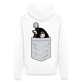 Poche de poitrine pour taupe - Veste à capuche bio Premium Unisexe - blanc - Dos - Thijin (182cm)