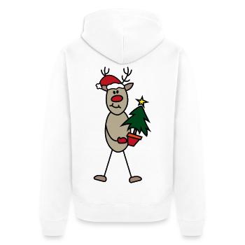 Lustige Weihnachten - Unisex Premium Bio Zip Hoodie - Weiß - Hinten - Thijin (182cm)