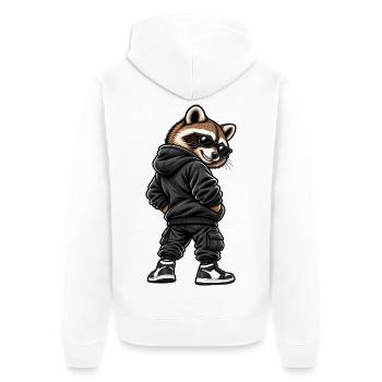 Raton laveur gangster cool en mode streetwear - Veste à capuche bio Premium Unisexe - blanc - Dos - Thijin (182cm)