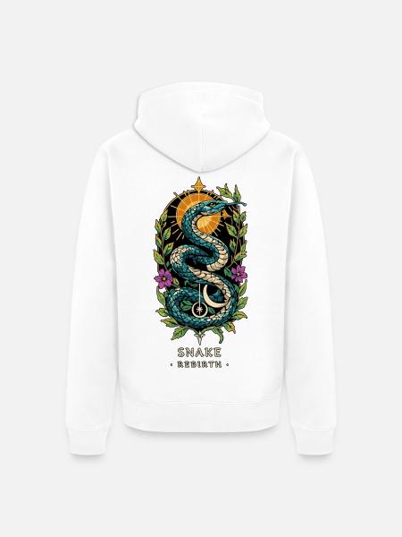 SCHLANGENTOTEM Wiedergeboren - Unisex Premium Bio Zip Hoodie - Weiß
