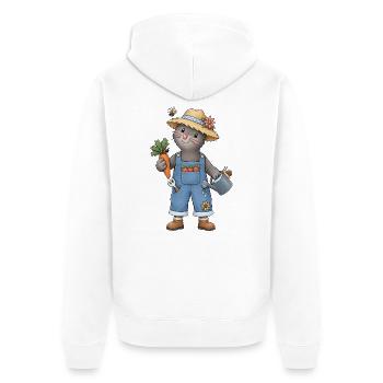 Gartenfreude mit dem kleinen Maulwurf Gärtner - Unisex Premium Bio Zip Hoodie - Weiß - Hinten - Thijin (182cm)
