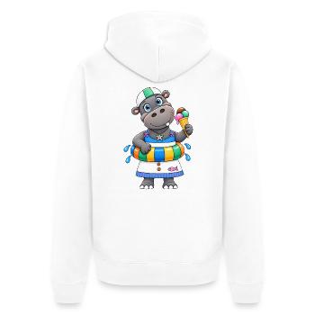 Nilpferd Sommer Lustiges Hippo - Unisex Premium Bio Zip Hoodie - Weiß - Hinten - Thijin (182cm)