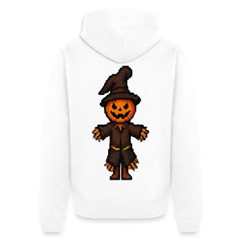 Pixel Halloween Kürbismann - Unisex Premium Bio Zip Hoodie - Weiß - Hinten - Thijin (182cm)