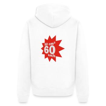 50 cc, 60 km / h - Unisex Premium Organic Zip Hoodie - white - Back - Thijin (182cm)