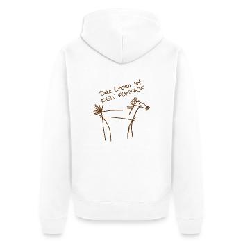 das Leben ist kein Ponyhof - Unisex Premium Bio Zip Hoodie - Weiß - Hinten - Thijin (182cm)