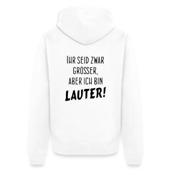 BIN LAUTER - Unisex Premium Bio Zip Hoodie - Weiß - Hinten - Thijin (182cm)