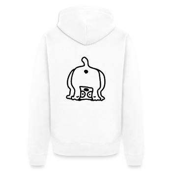 Hund von hinten - Line - Unisex Premium Bio Zip Hoodie - Weiß - Hinten - Thijin (182cm)