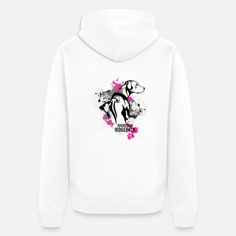 Rhodesian Ridgeback Splash Pink - Unisex Premium Bio Zip Hoodie - Weiß