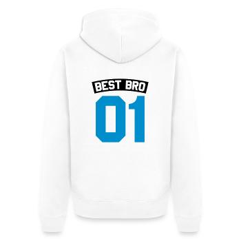 Best Bro - Unisex Premium Bio Zip Hoodie - Weiß - Hinten - Thijin (182cm)