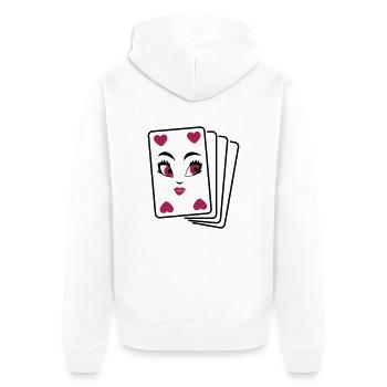 Doll-y-Girl Dame Trumpf - Unisex Premium Bio Zip Hoodie - Weiß - Hinten - Thijin (182cm)