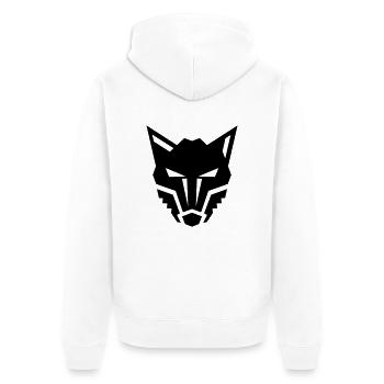 Wolf front Logo böser Blick - Unisex Premium Bio Zip Hoodie - Weiß - Hinten - Thijin (182cm)