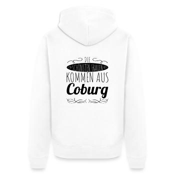die schönsten Frauen kommen aus Coburg - Unisex Premium Bio Zip Hoodie - Weiß - Hinten - Thijin (182cm)