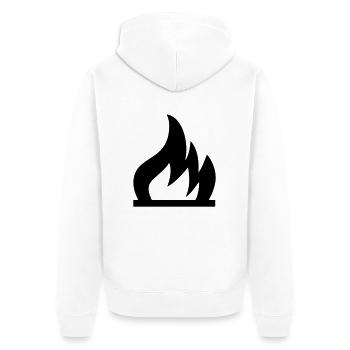 Feuer - Unisex Premium Bio Zip Hoodie - Weiß - Hinten - Thijin (182cm)