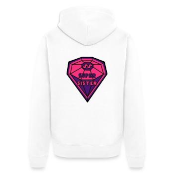 Superhero Schwester - Unisex Premium Bio Zip Hoodie - Weiß - Hinten - Thijin (182cm)