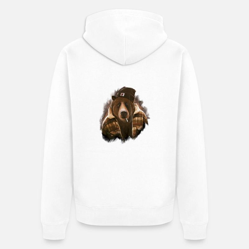 bear - Unisex Premium Bio Zip Hoodie - Weiß
