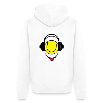 casque headphones tennis dj smiley1 - Veste à capuche bio Premium Unisexe - blanc - Dos - Thijin (182cm)