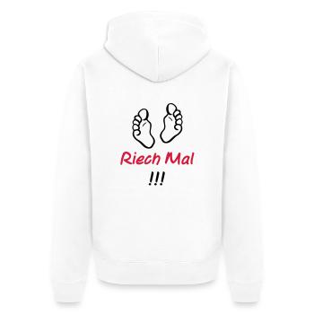 riech_mal - Unisex Premium Bio Zip Hoodie - Weiß - Hinten - Thijin (182cm)