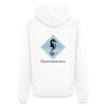 Seepferdchen - Unisex Premium Bio Zip Hoodie - Weiß - Hinten - Thijin (182cm)